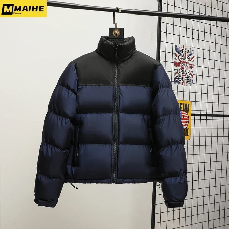 Men Winter Fashion Trendy Parkas Cotton-padded Coats Couple Thickened Short Padded Jacket Casual Stand Collar Warm Men Jacket