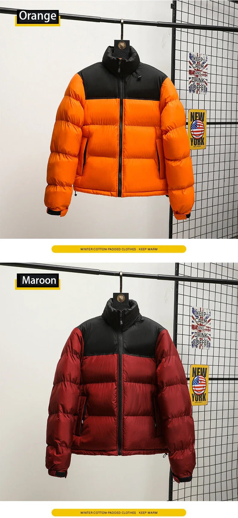 Men Winter Fashion Trendy Parkas Cotton-padded Coats Couple Thickened Short Padded Jacket Casual Stand Collar Warm Men Jacket