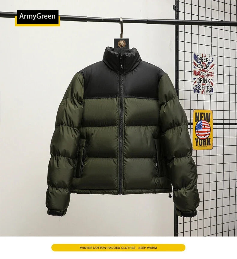 Men Winter Fashion Trendy Parkas Cotton-padded Coats Couple Thickened Short Padded Jacket Casual Stand Collar Warm Men Jacket