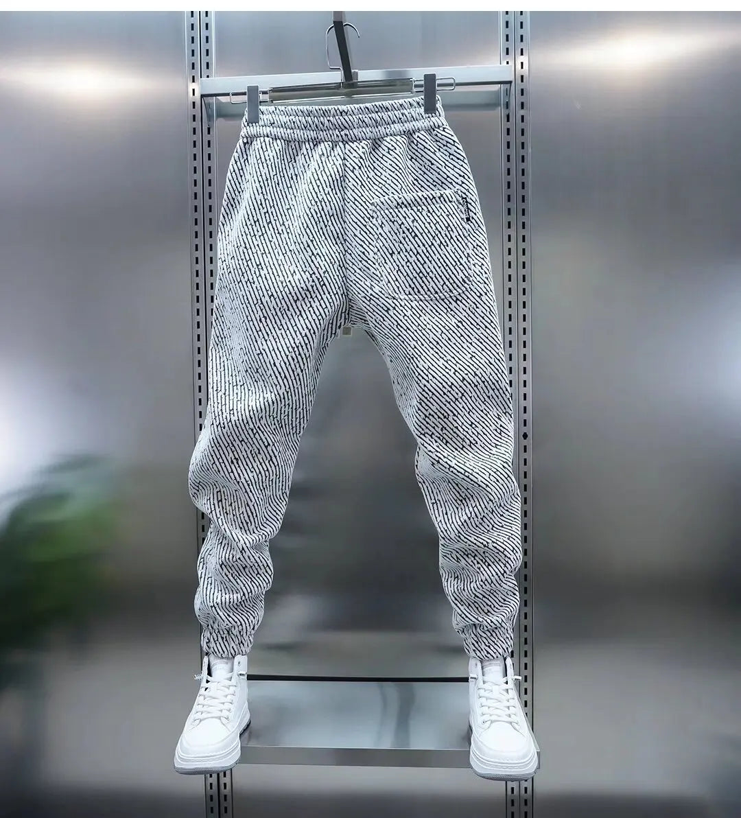 Spring And Autumn Men Harem Pants Zebra Striped Trousers Sport Clothing Cargo Sweatpants Brushed Loose Waist Versatile Pants