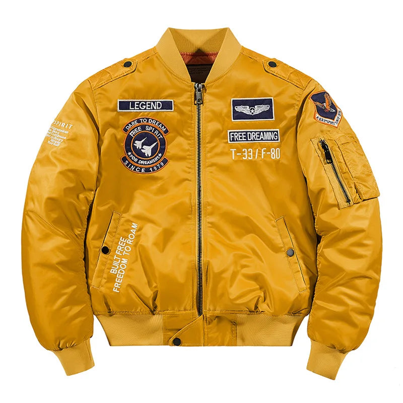 Winter Hip Hop Thick Warm Jacket Men High Quality Military Motorcycle Ma-1 Aviator Pilot Coats Male Baseball Bomber Jacket