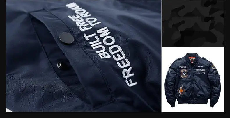 Winter Hip Hop Thick Warm Jacket Men High Quality Military Motorcycle Ma-1 Aviator Pilot Coats Male Baseball Bomber Jacket