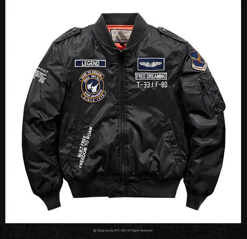 Winter Hip Hop Thick Warm Jacket Men High Quality Military Motorcycle Ma-1 Aviator Pilot Coats Male Baseball Bomber Jacket